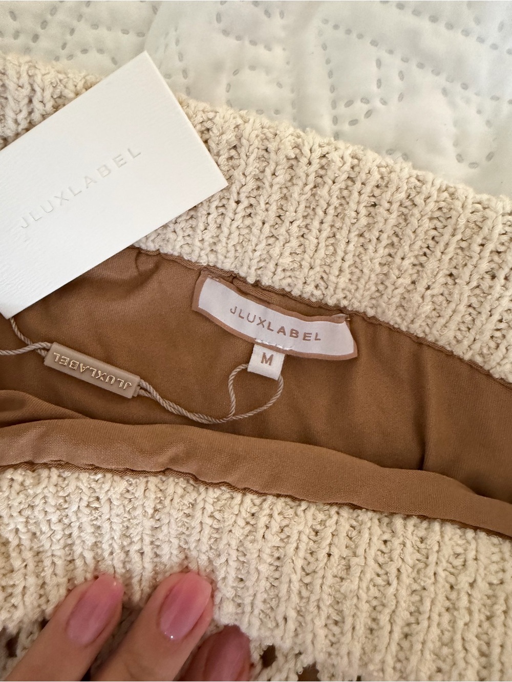 JLUXLABEL Cream Knit Maxi Skirt